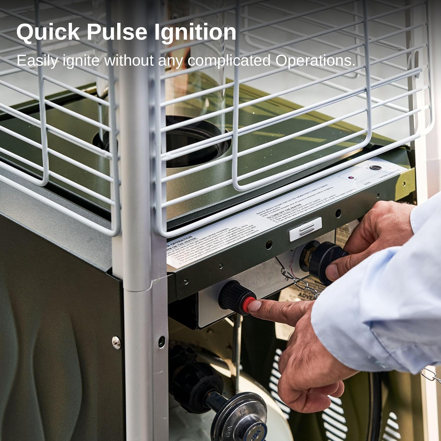 EAST OAK Pyramid Patio Heater, 48,000 BTU Outdoor Patio Heater, Quartz Glass Tube Propane Heater, Triple Protection System, With Wheels, Outdoor Heater for Commercial & Residential, Green