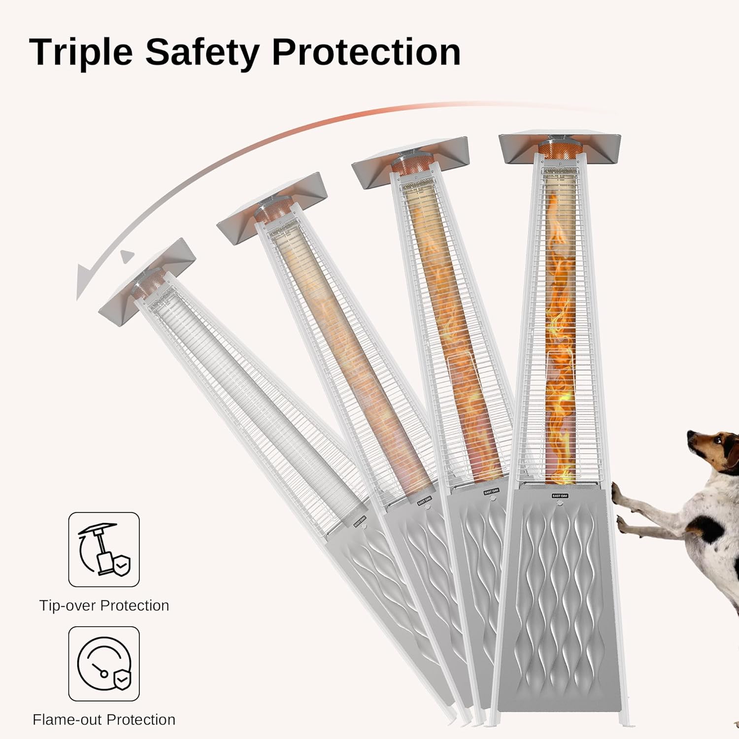 EAST OAK Pyramid Patio Heater, 48,000 BTU Outdoor Patio Heater, Quartz Glass Tube Propane Heater, Triple Protection System, With Wheels, Outdoor Heater for Commercial & Residential, Green