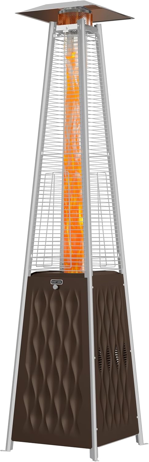 EAST OAK Pyramid Patio Heater, 48,000 BTU Outdoor Patio Heater, Quartz Glass Tube Propane Heater, Triple Protection System, With Wheels, Outdoor Heater for Commercial & Residential, Green