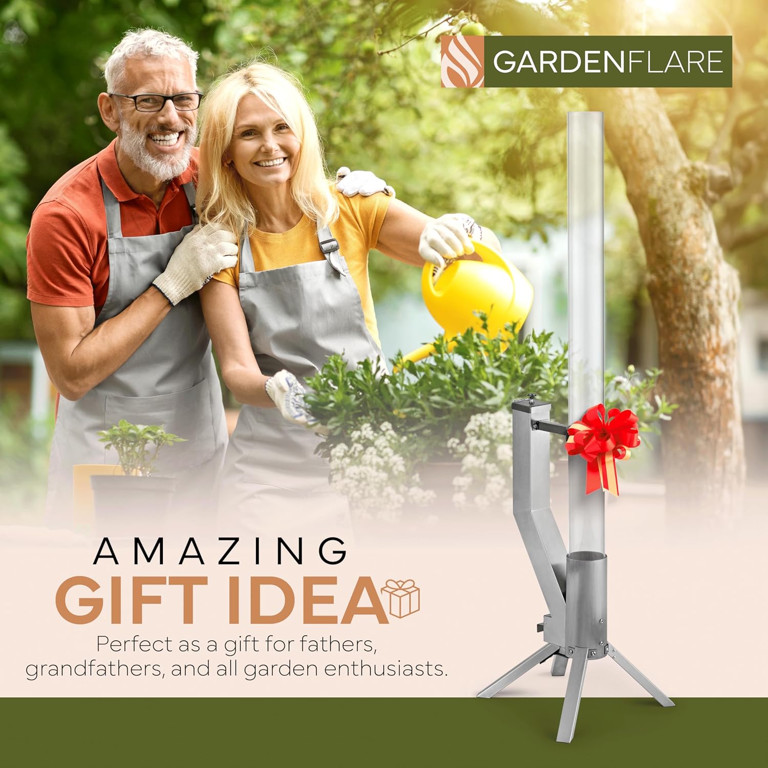 GARDENFLARE Smokeless Fire Pit - Outdoor Wood Pellet Fire Tube Stainless Steel firepit for Ambience Fire on Your Backyard, Patio, Porch & Garden (Matte Black, Classic)