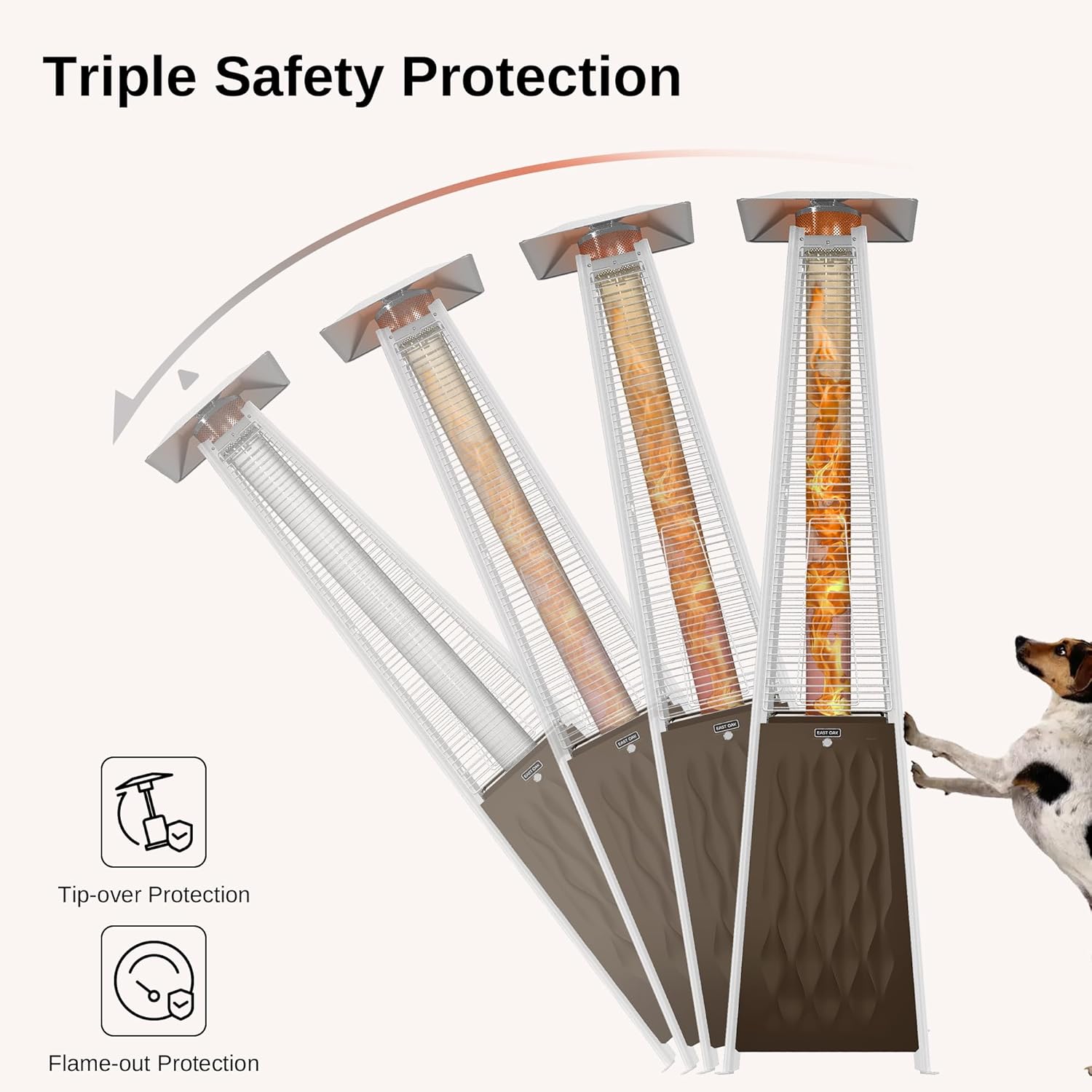 EAST OAK Pyramid Patio Heater, 48,000 BTU Outdoor Patio Heater, Quartz Glass Tube Propane Heater, Triple Protection System, With Wheels, Outdoor Heater for Commercial & Residential, Green