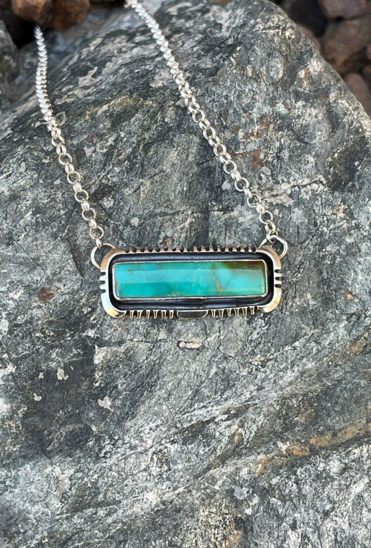 Signature Handmade Kingman Turquoise Bar Necklace
