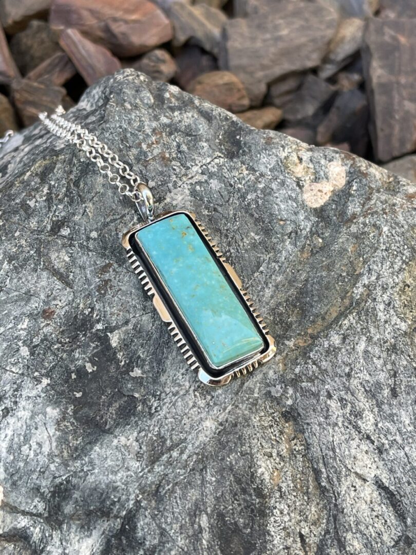 Signature Sterling Silver Kingman Turquoise Vertical Bar Necklace