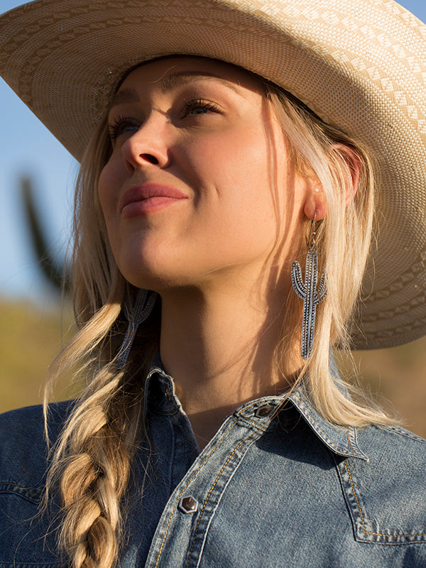 Silver Saguaro Earring