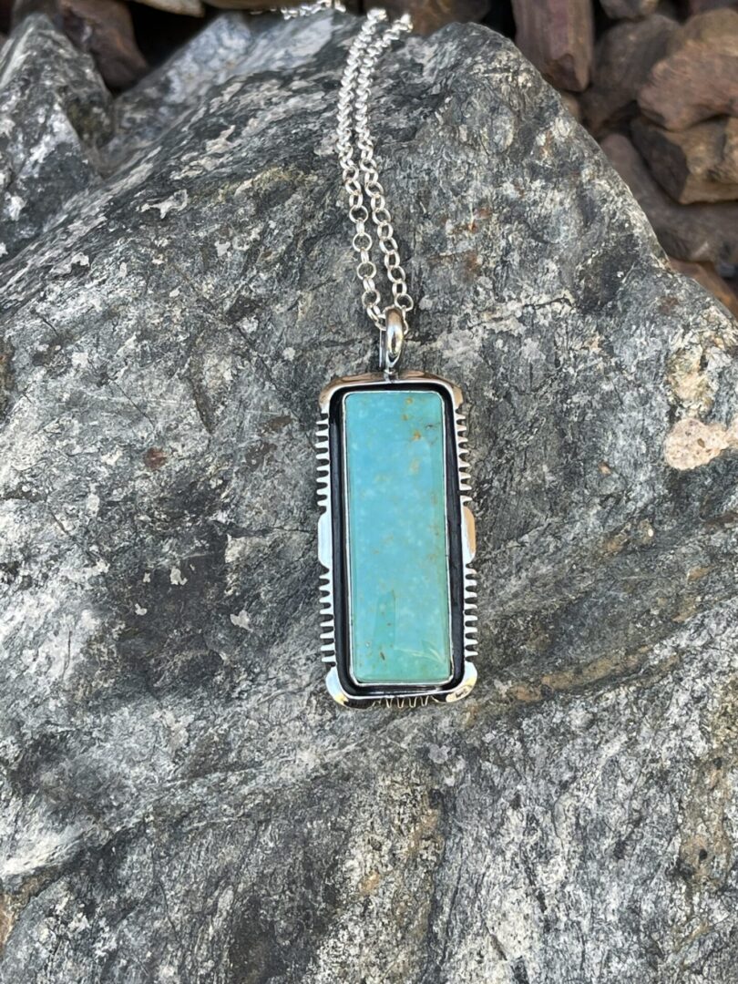 Signature Sterling Silver Kingman Turquoise Vertical Bar Necklace