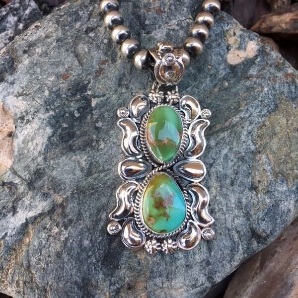 Stunning Two Stone Royston Pendant with Repousse Detail