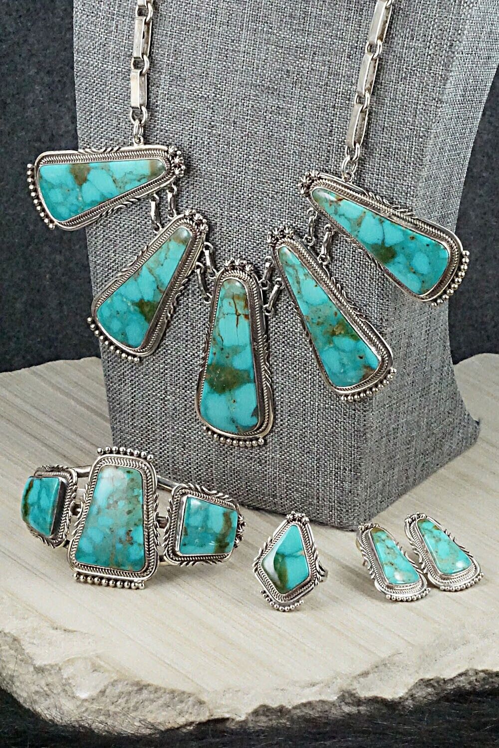 Turquoise & Sterling Silver Necklace Set - Oliver Smith