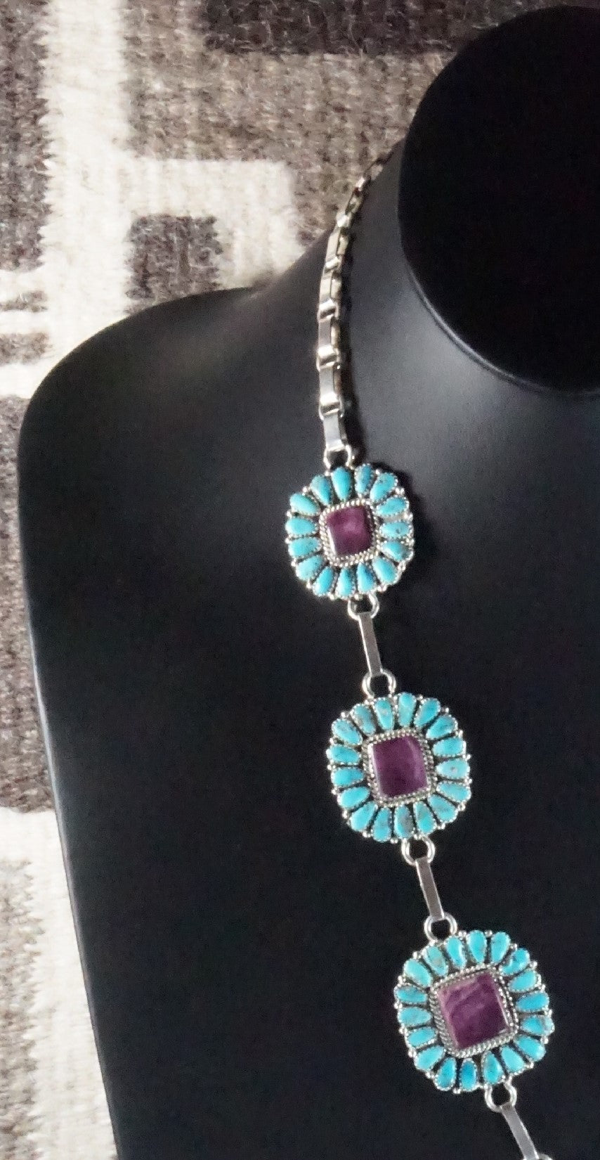 Turquoise, Spiny Oyster & Sterling Silver Necklace and Earrings - Justina Wilson