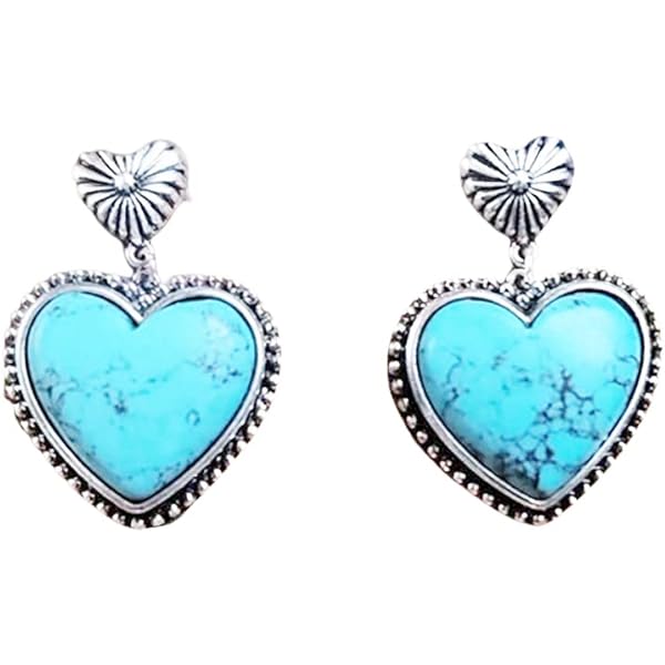 Boho Turquoise Oval Drop Dangle Earrings for Women Teen Girls Beaded Western Flower Teardrop Earrings Vintage Ethnic Alloy Pendant Jewelry Gift HOOP EARRINGS