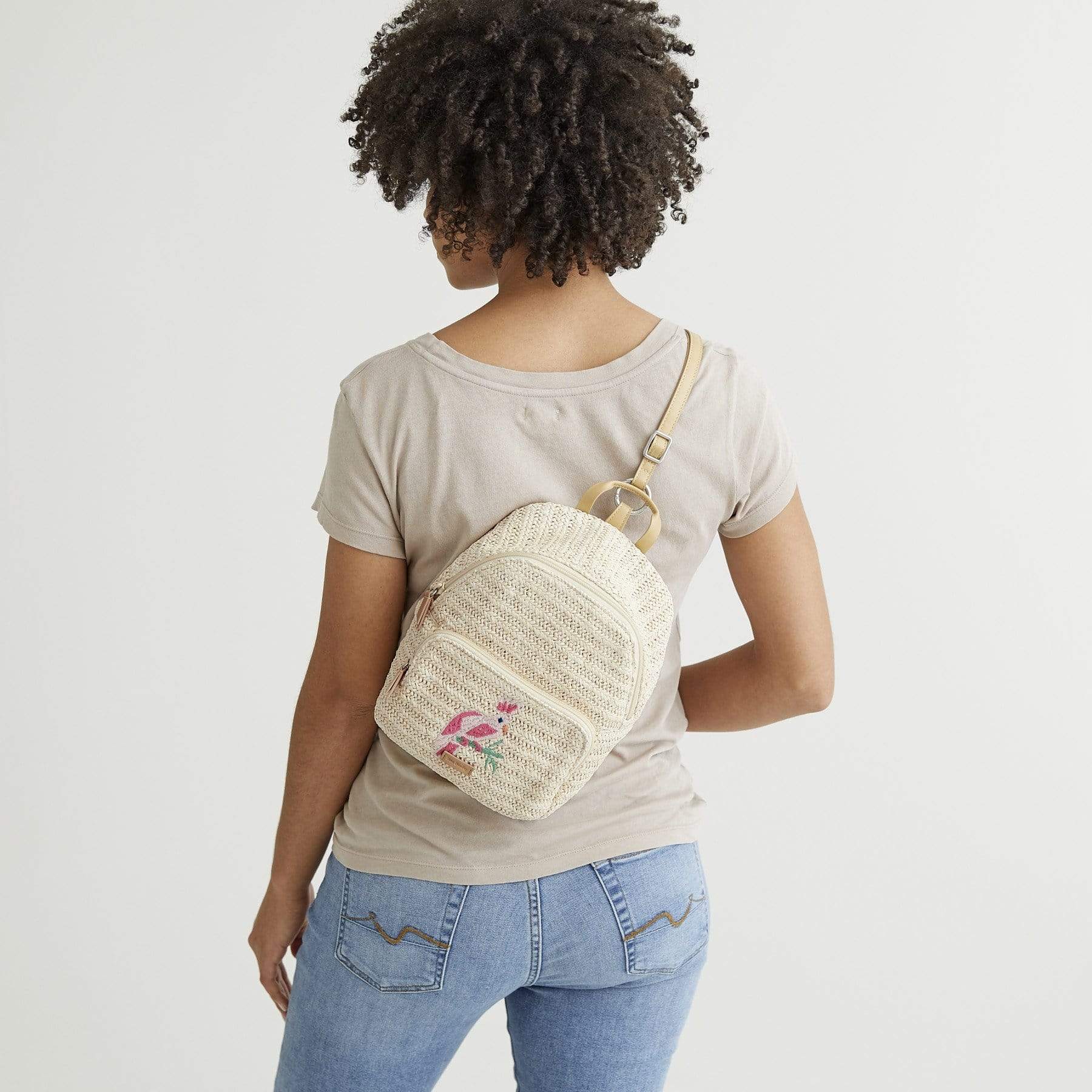 Straw Mini Convertible Backpack