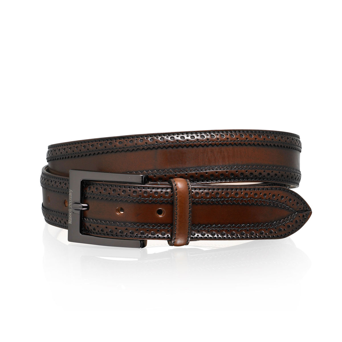 Russell & Bromley OAK Antique Brogue Belt