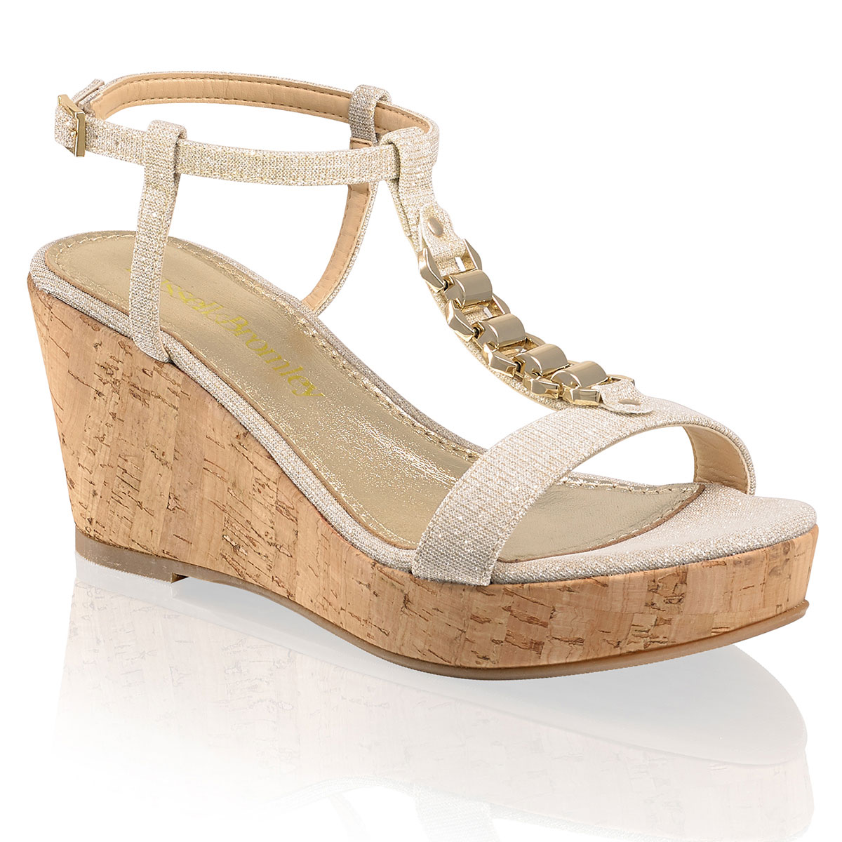 Russell & Bromley TRIUMPH Gold Trim Wedge