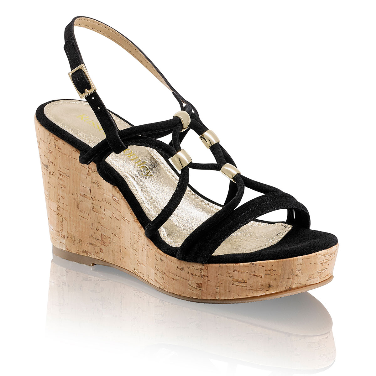 Russell & Bromley TWIST Twist Strap Cork Wedge