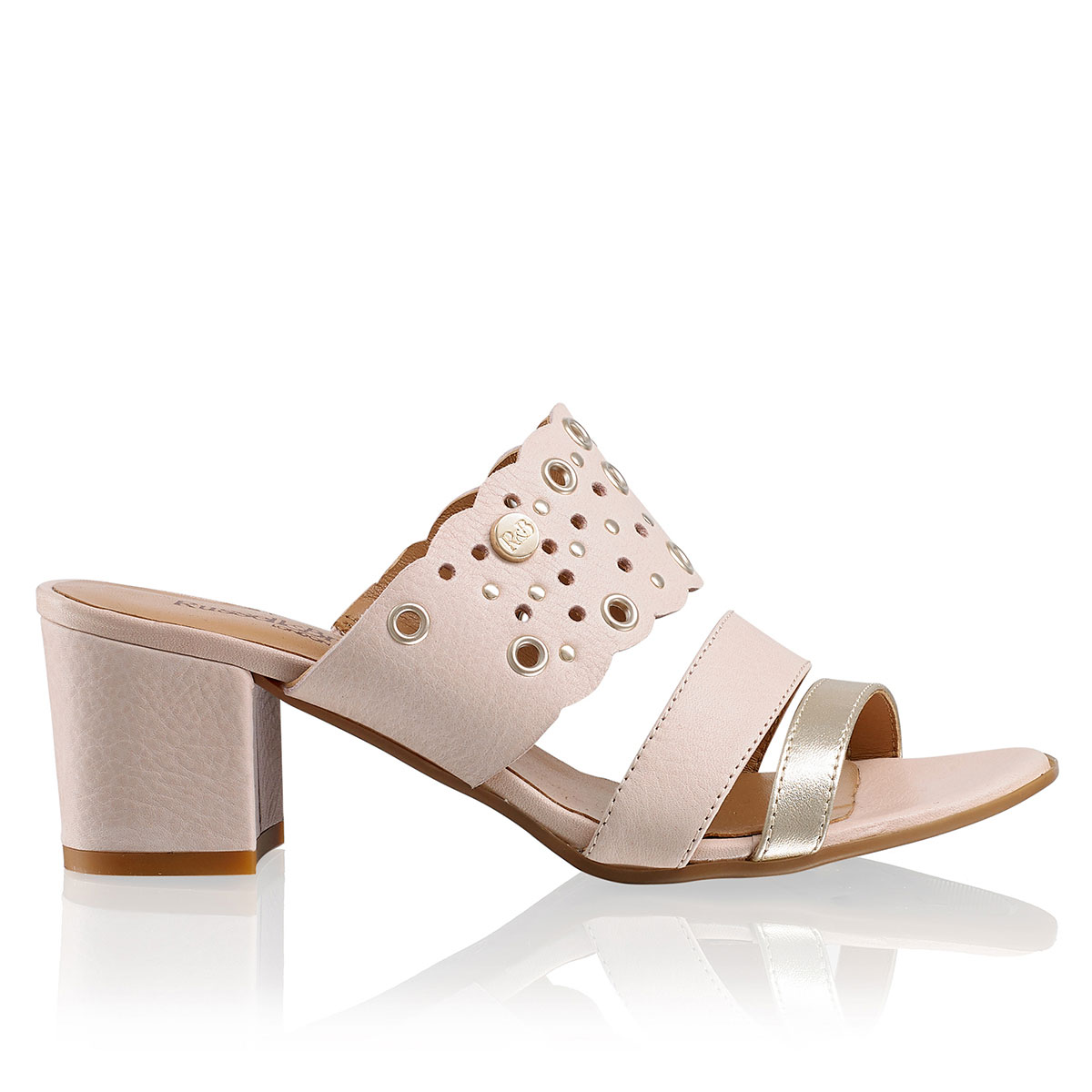 Russell & Bromley HALO MID Mid Heel Studded Mule