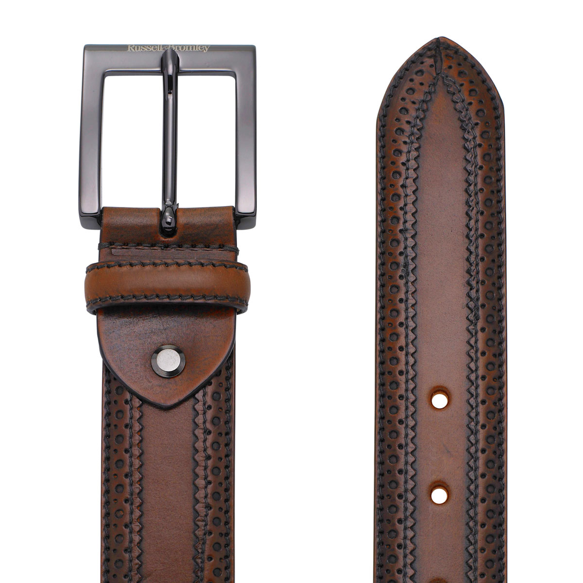 Russell & Bromley OAK Antique Brogue Belt