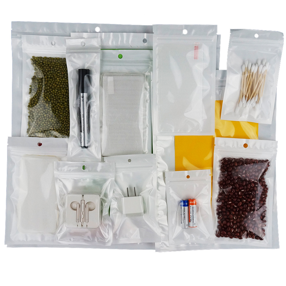 Clear white smell proof plastic bag packaging bulk gift Packages PVC bag self sealing baggies mylar bags custom