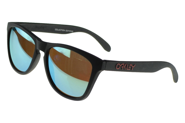 Oakley Frogskin Sunglasses Black Frame Blue Lens