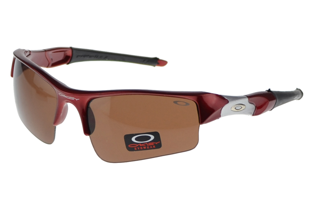 Oakley Flak Jacket Sunglasses Red Frame Brown Lens