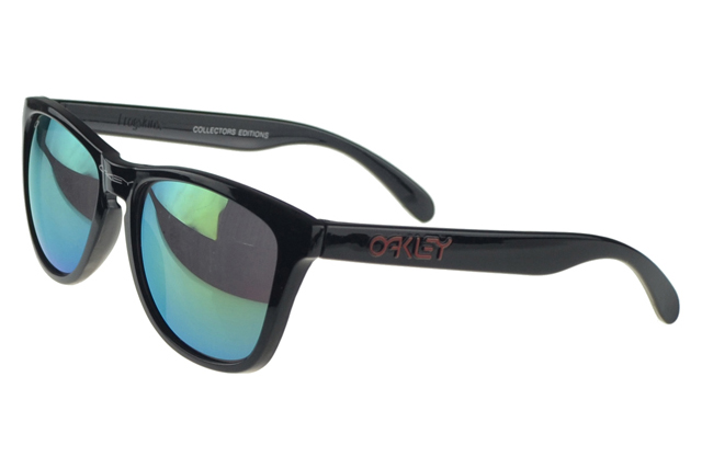 Oakley Frogskin Sunglasses Black Frame Blue Lens