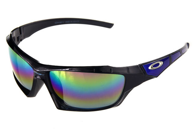 Oakley Flak Jacket Sunglasses Black Blue Frame Colored Lens