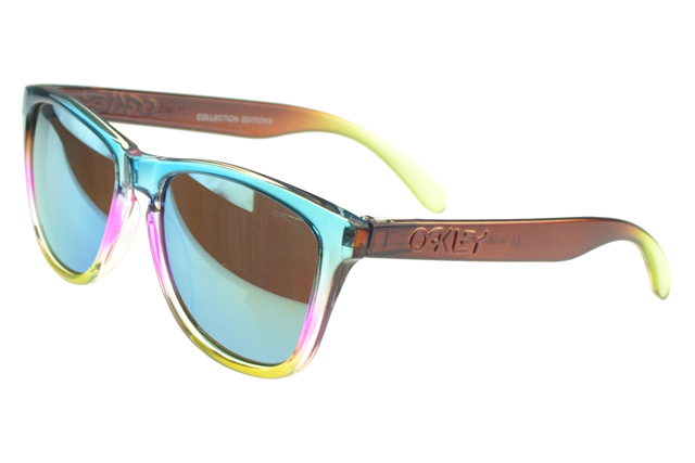 Oakley Frogskin Sunglasses Brown Frame Blue Lens