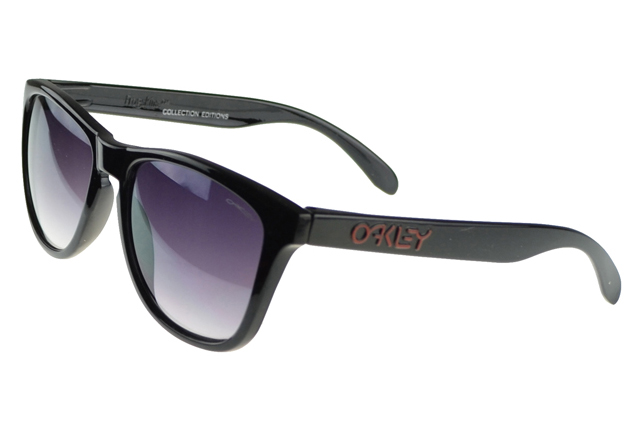 Oakley Frogskin Sunglasses Black Frame Purple Lens