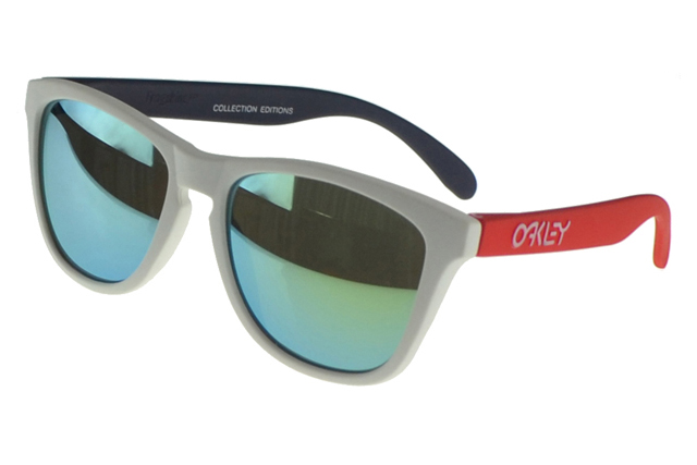 Oakley Frogskin Sunglasses red white Frame blue Lens