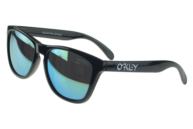 Oakley Frogskin Sunglasses Black Frame Blue Lens