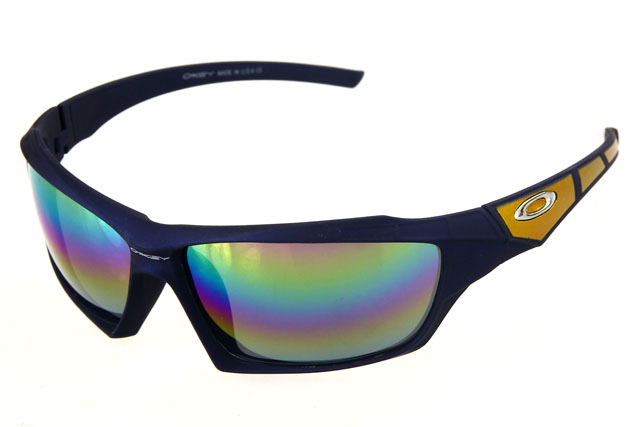 Oakley Flak Jacket Sunglasses Blue Frame Chromatic Lens