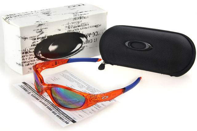 Oakley Juliet Sunglasses Blue Orange Frame Chromatic Lens