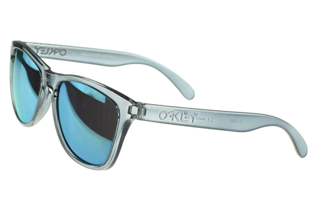Oakley Frogskin Sunglasses Silver Frame Blue Lens