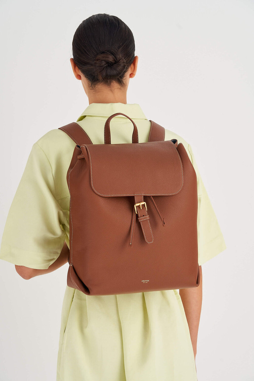 Oroton Margot Whiskey-Light Smoke Large Backpack