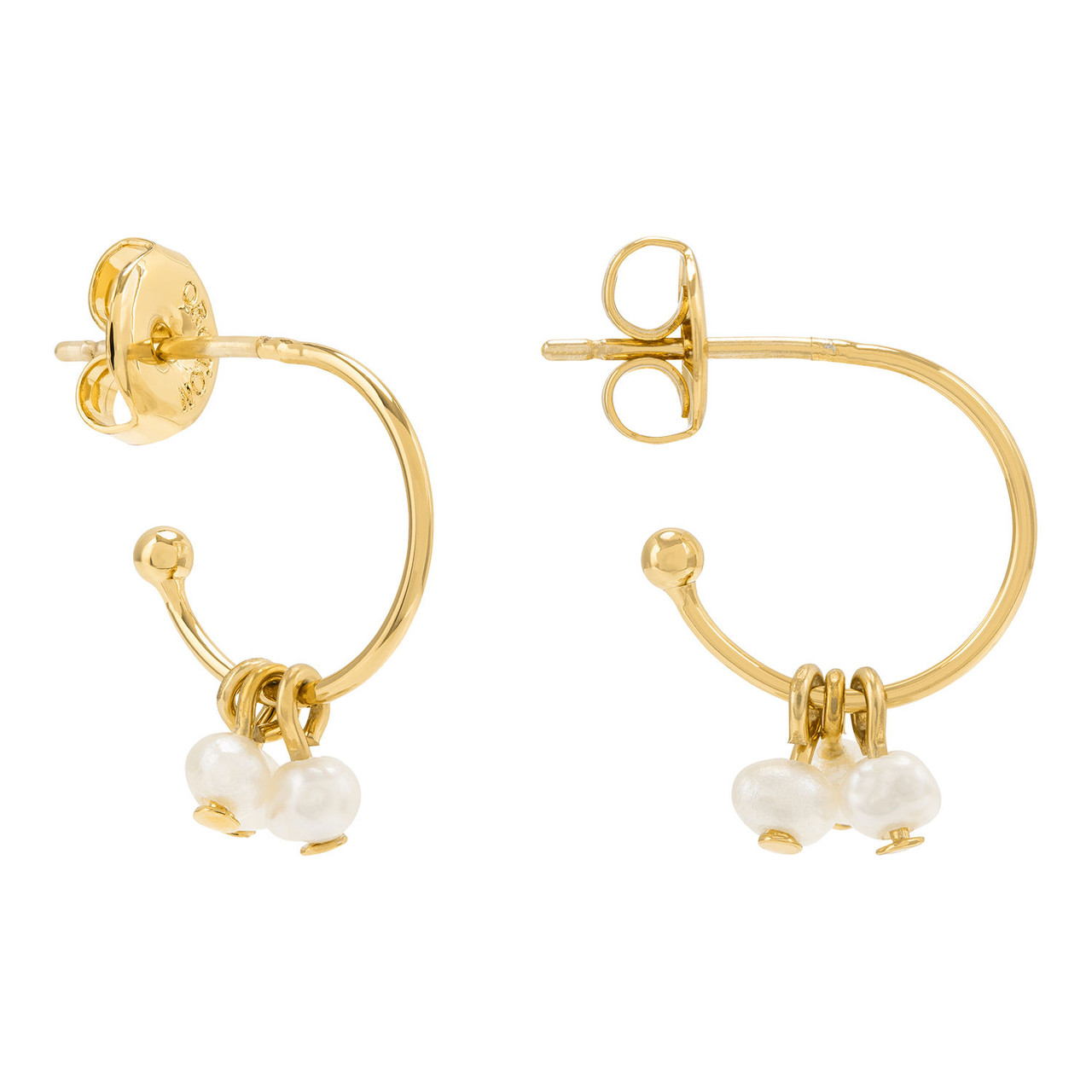 Oroton Petite Gold-Pearl Bailey Mini Hoop Earrings