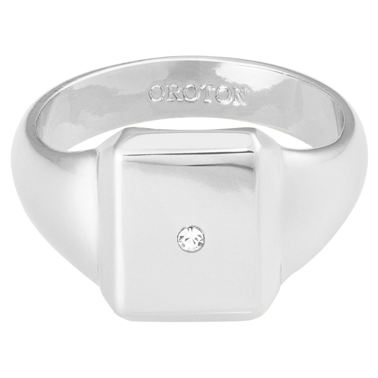 Oroton Fawne Rectangle Signet Ring Silver/Clear
