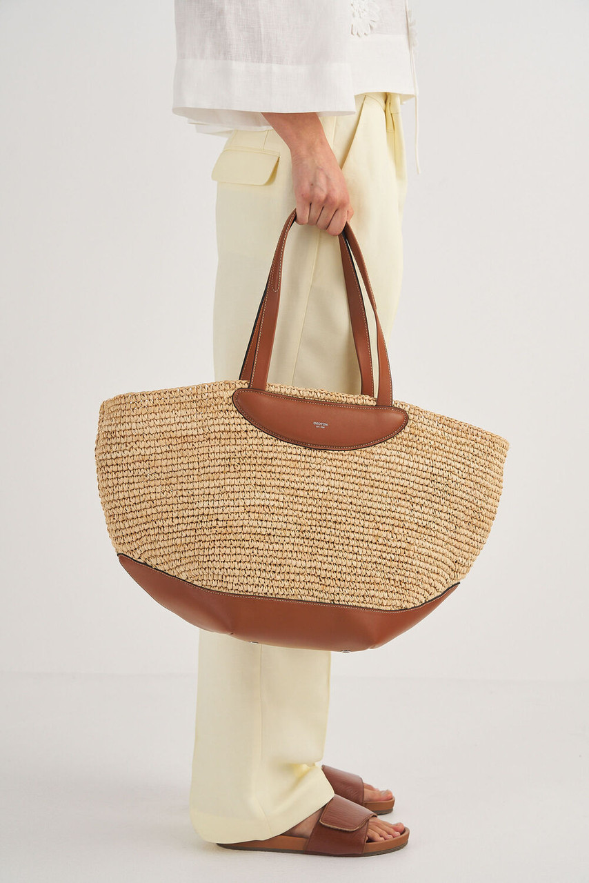 Oroton haskin Texture Large Tote Natural/Brandy