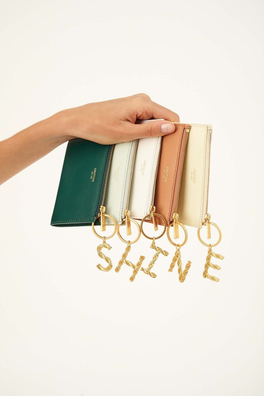 Oroton Luna Gold Letter Charm Keyring