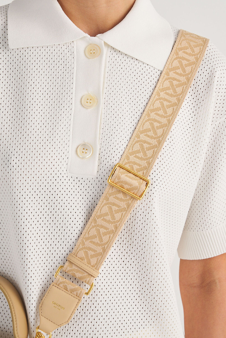 Oroton Logo Webbing Bag Strap Creamed Honey