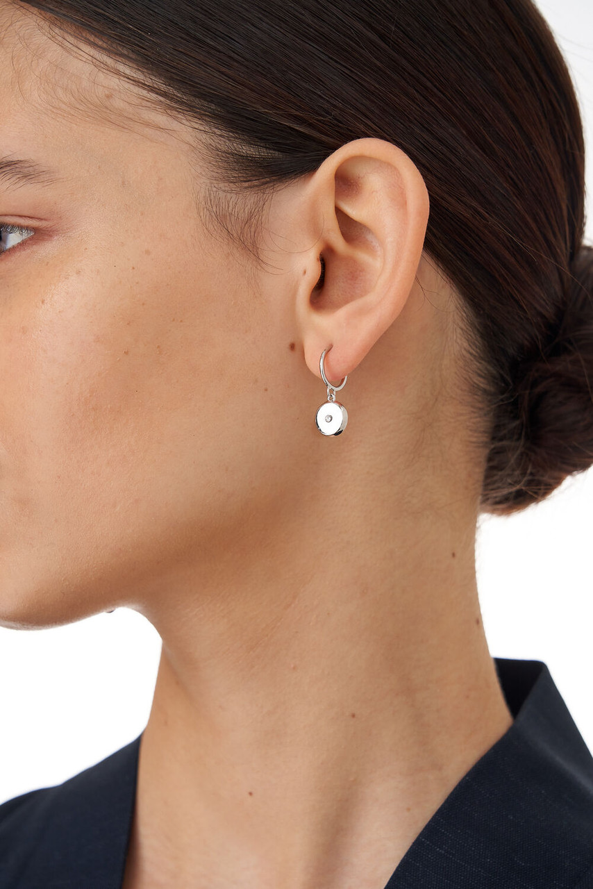 Oroton Fawne Circle Mini Hoops Silver/Clear