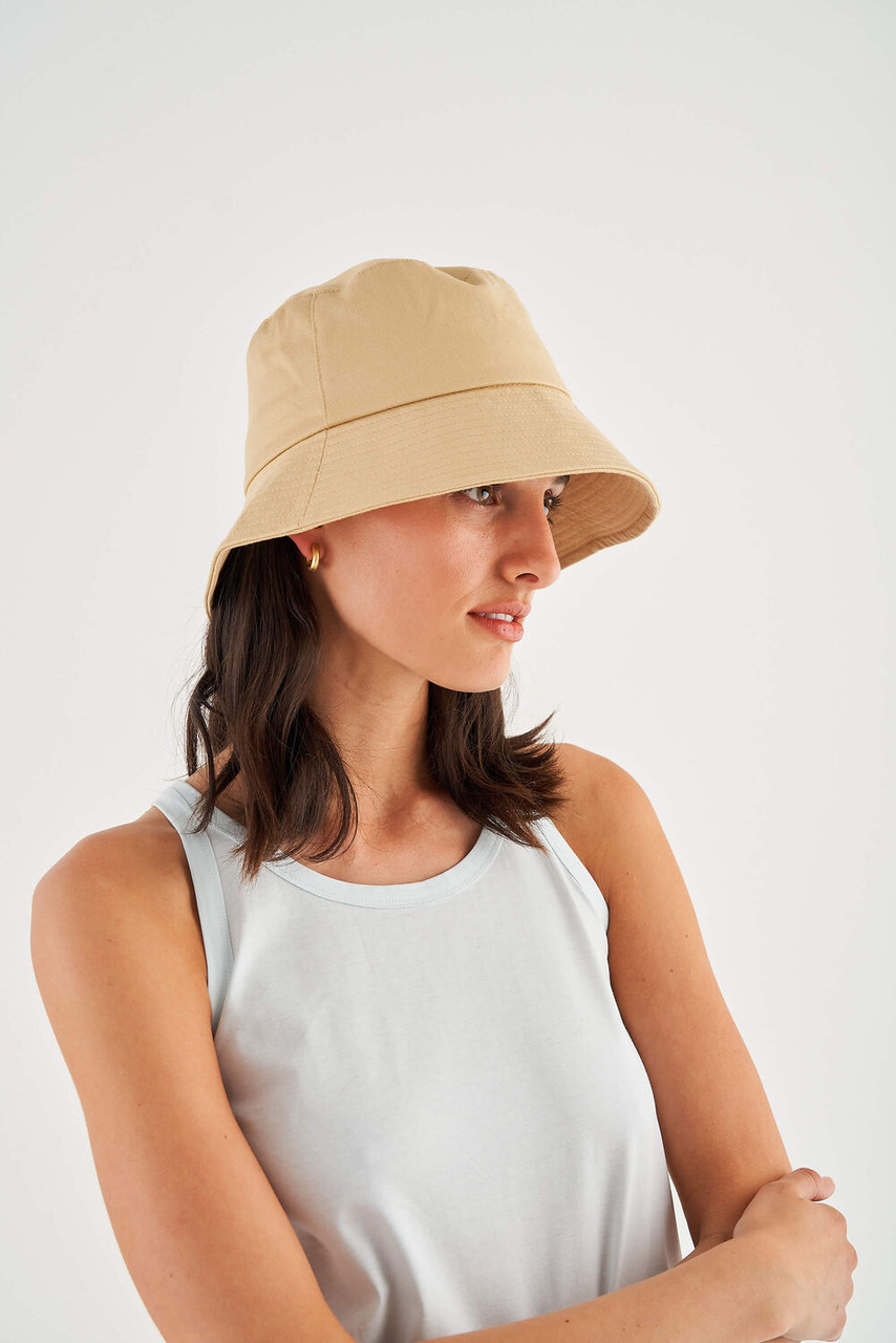 Oroton Cole Dusty Peach Drill Bucket Hat