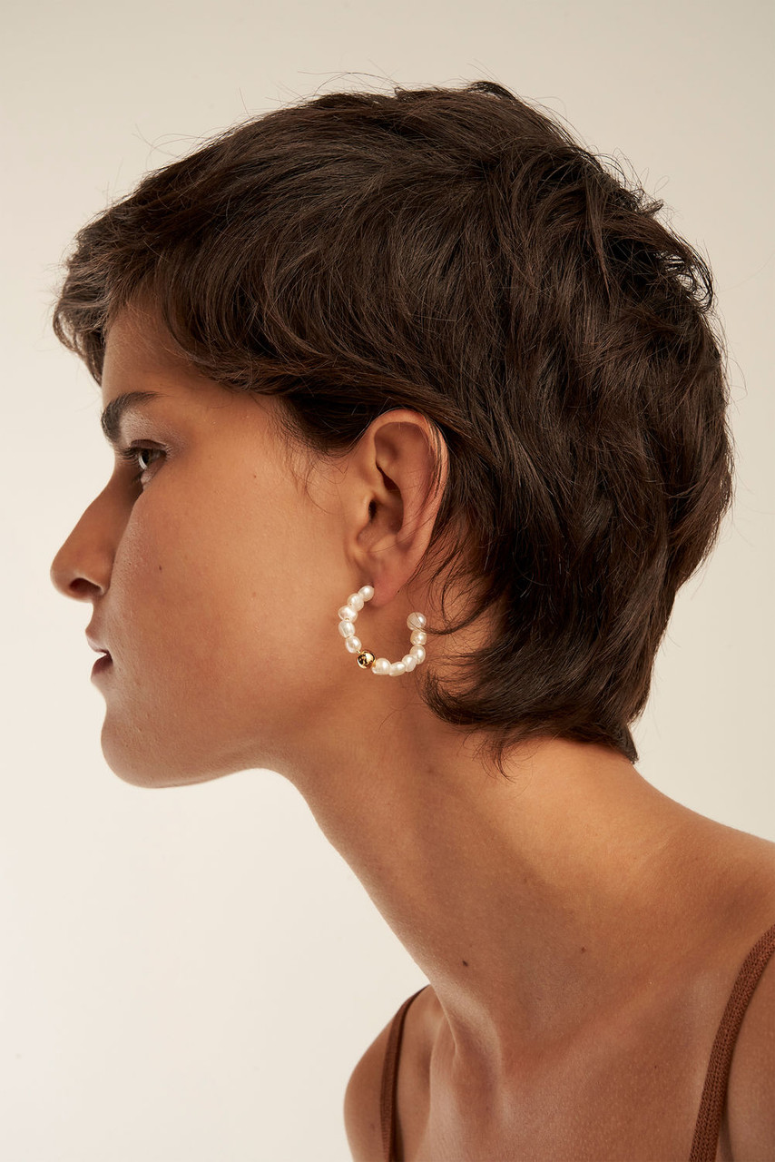 Oroton Olenna Gold-Pearl Hoop Earrings