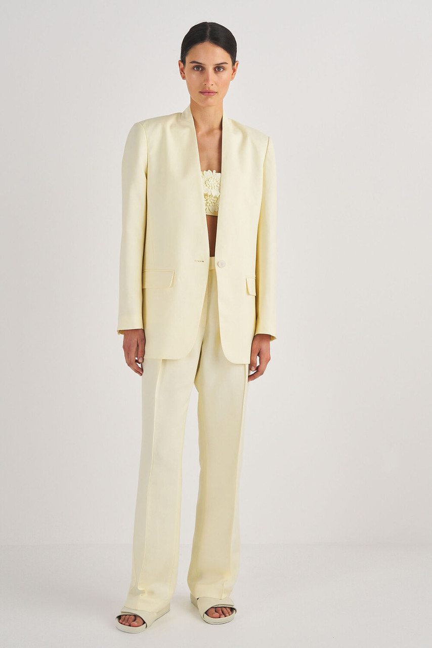 Oroton Collarless Blazer Lemon Butter