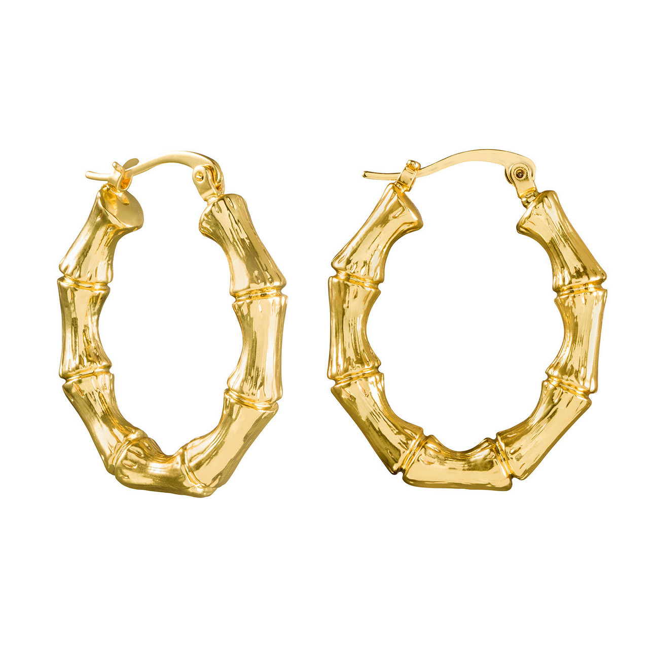 Oroton Bamboo Gold Medium Oval Hoop Earrings