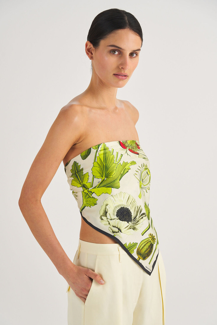 Oroton Garden Poppy Scarf 70X70 Soft Cream