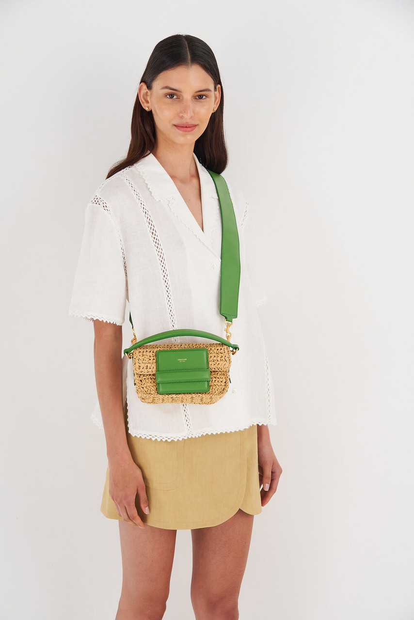 Oroton Alva Collectable Small Day Bag Natural/Grass Green