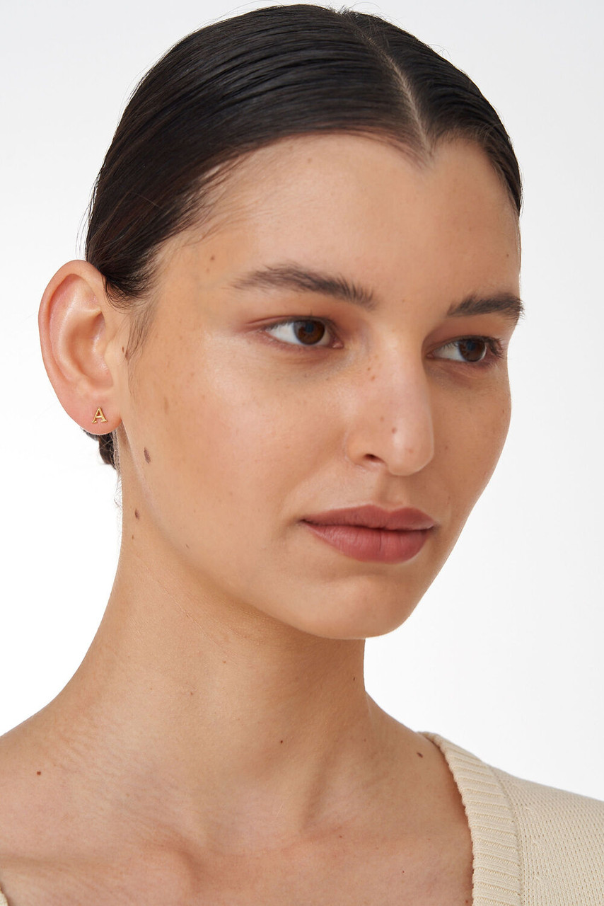 Oroton Gemma Worn Gold Alphabet Letter T Studs