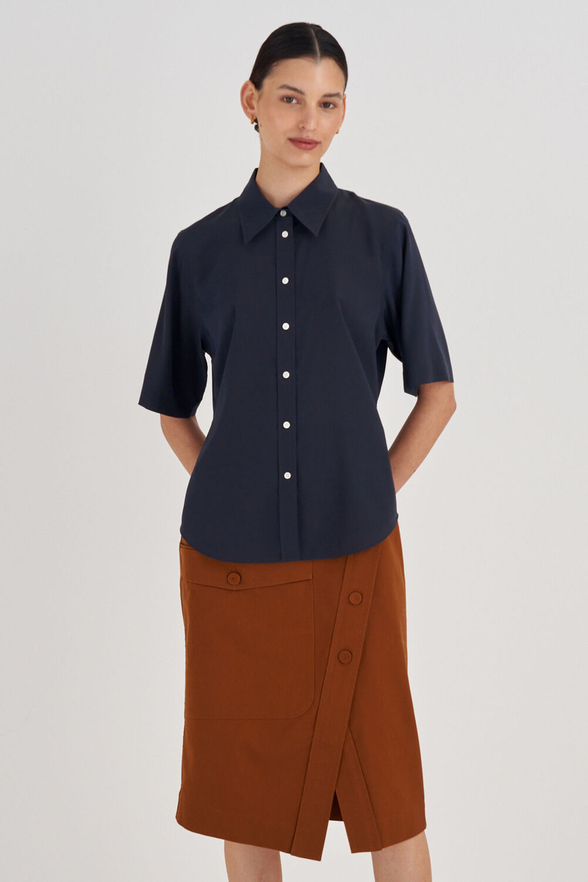 Oroton Short Sleeve Fluid Shirt North Sea
