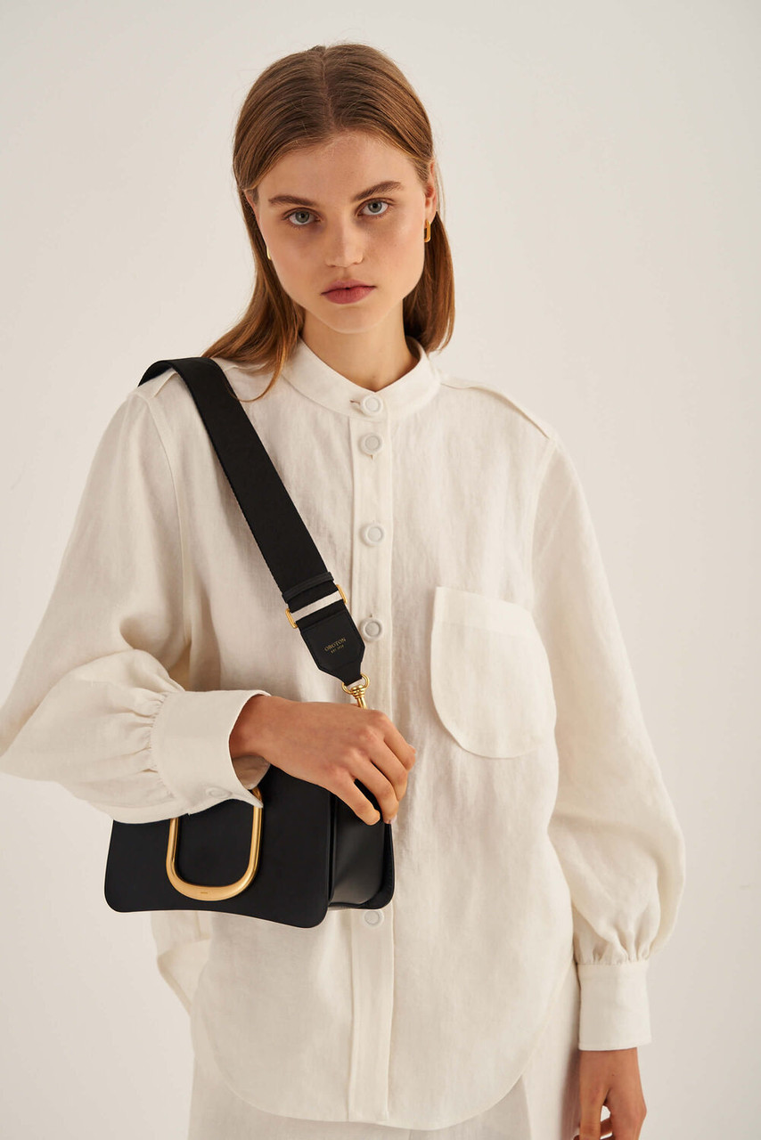 Oroton Logo Black-Black Webbing Strap