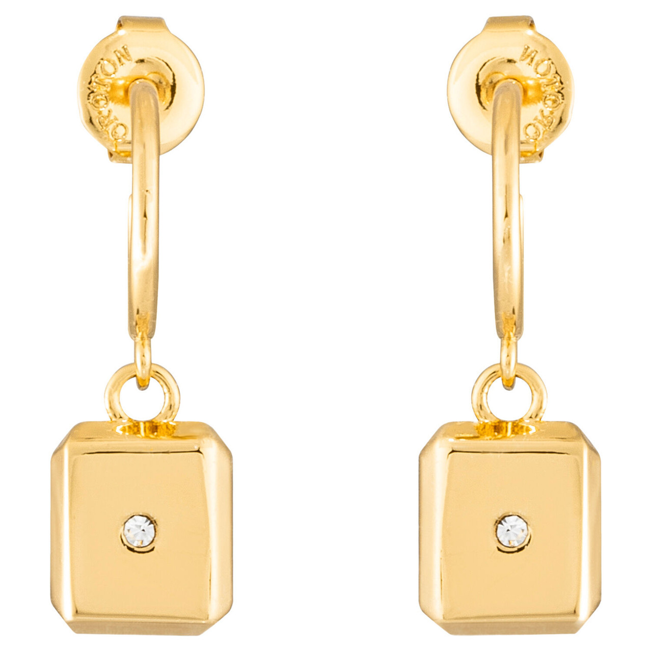 Oroton Fawne Rectangle Mini Hoops Gold/Clear