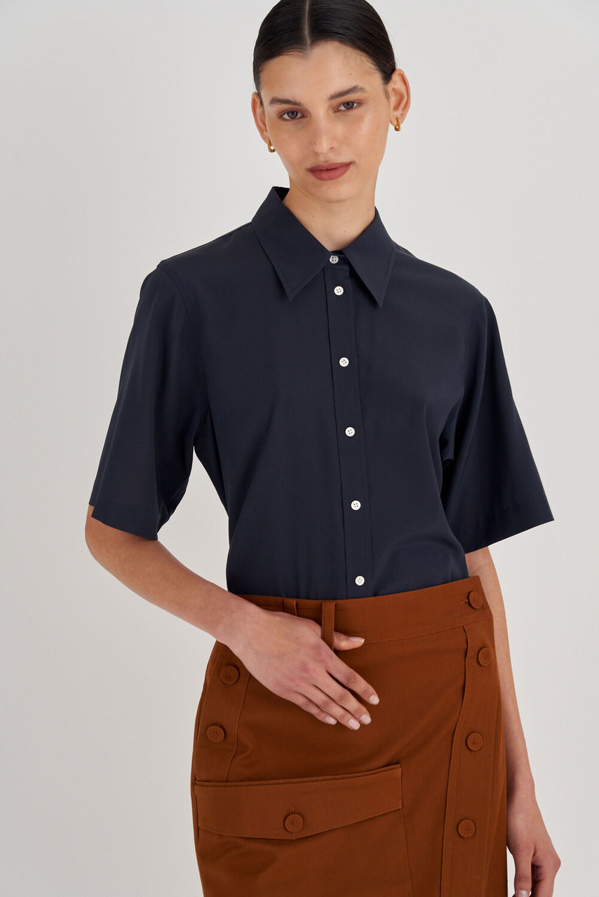 Oroton Short Sleeve Fluid Shirt North Sea