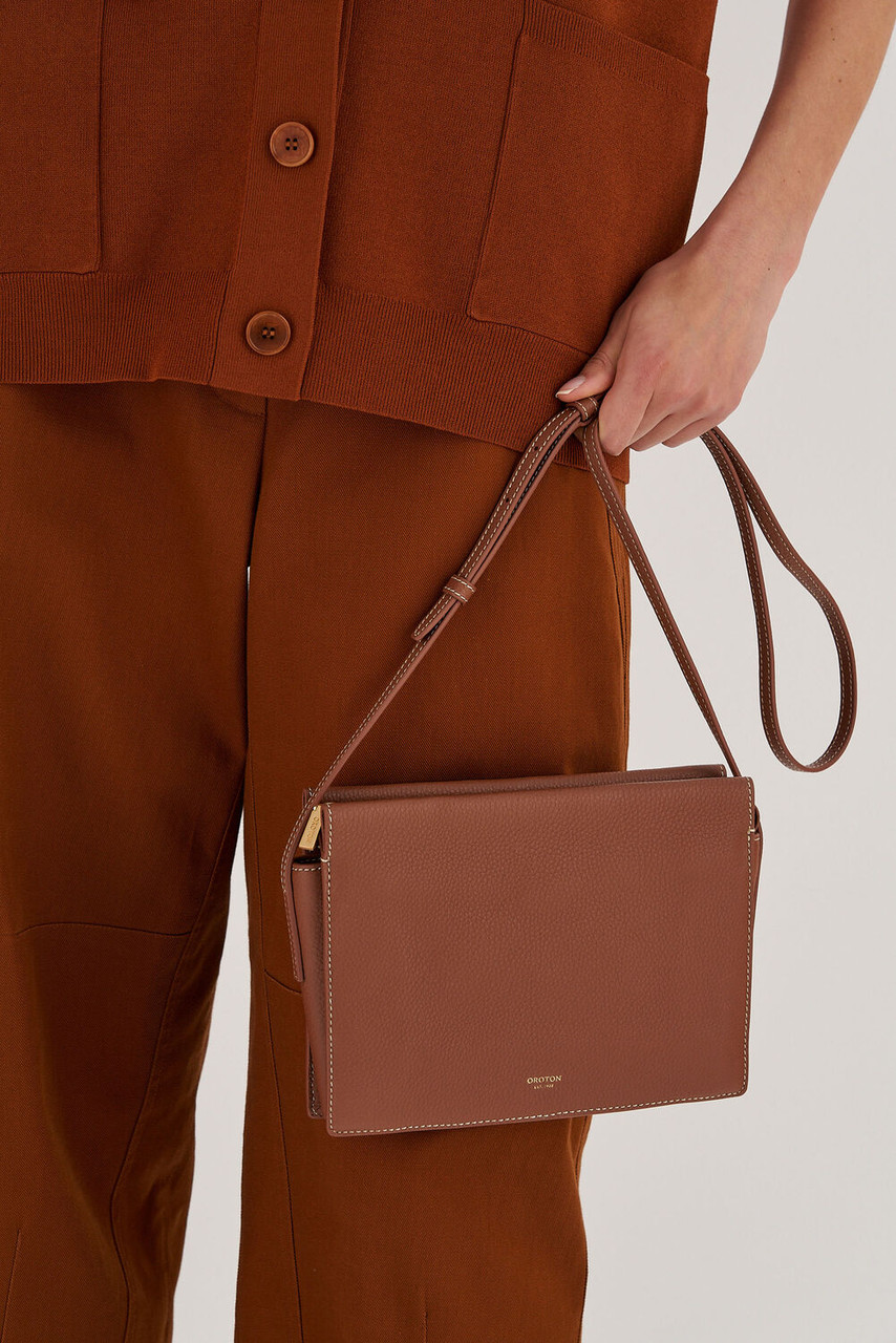 Oroton Margot Whiskey Zip Crossbody Bag